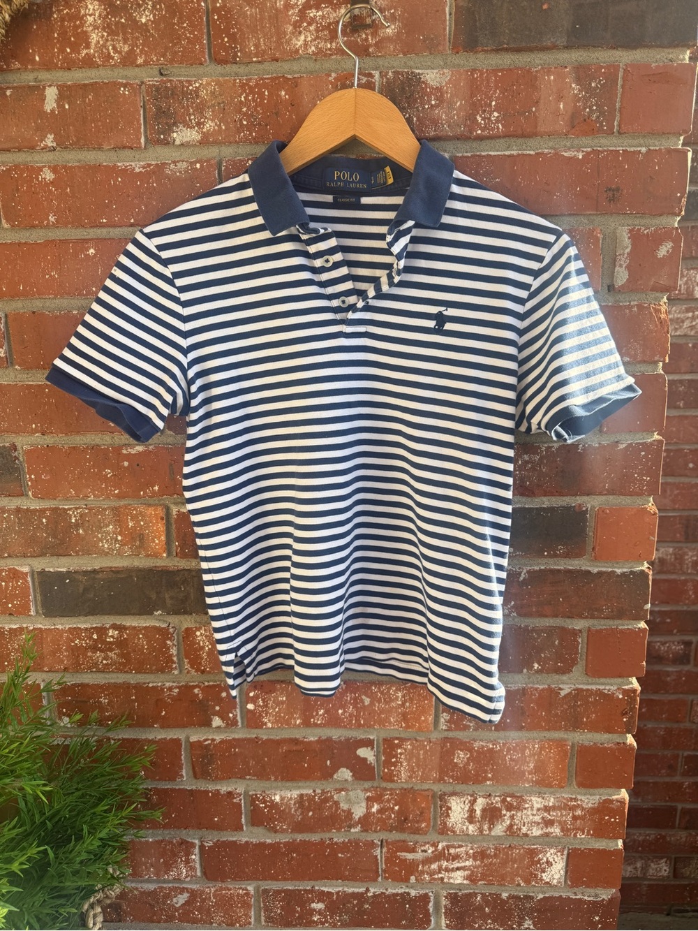 Ralph Lauren Navy & White Striped Polo Shirt